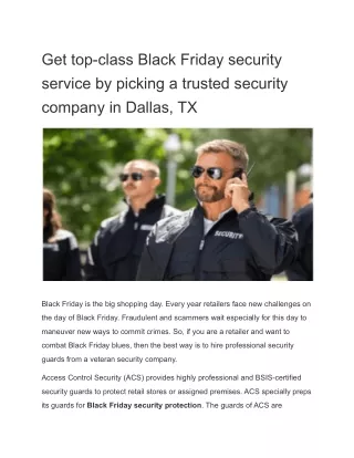 get top class black friday security service