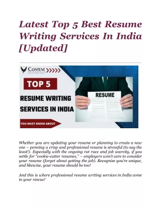 latest top 5 best resume writing services