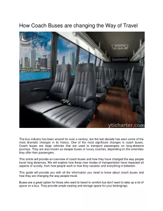 How Coach Buses are changing the Way of Travel