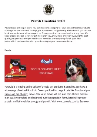 Buy Drools Pet Food Product Online From Pawrulz