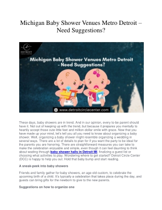 Michigan Baby Shower Venues Metro Detroit