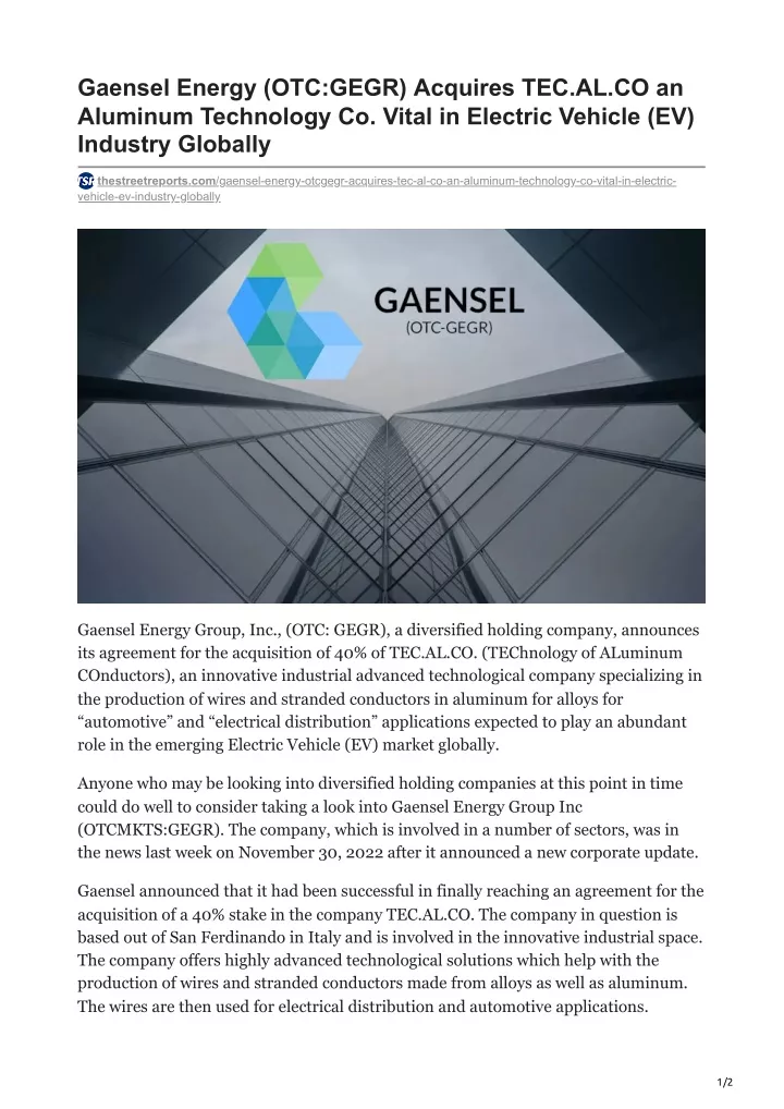 gaensel energy otc gegr acquires