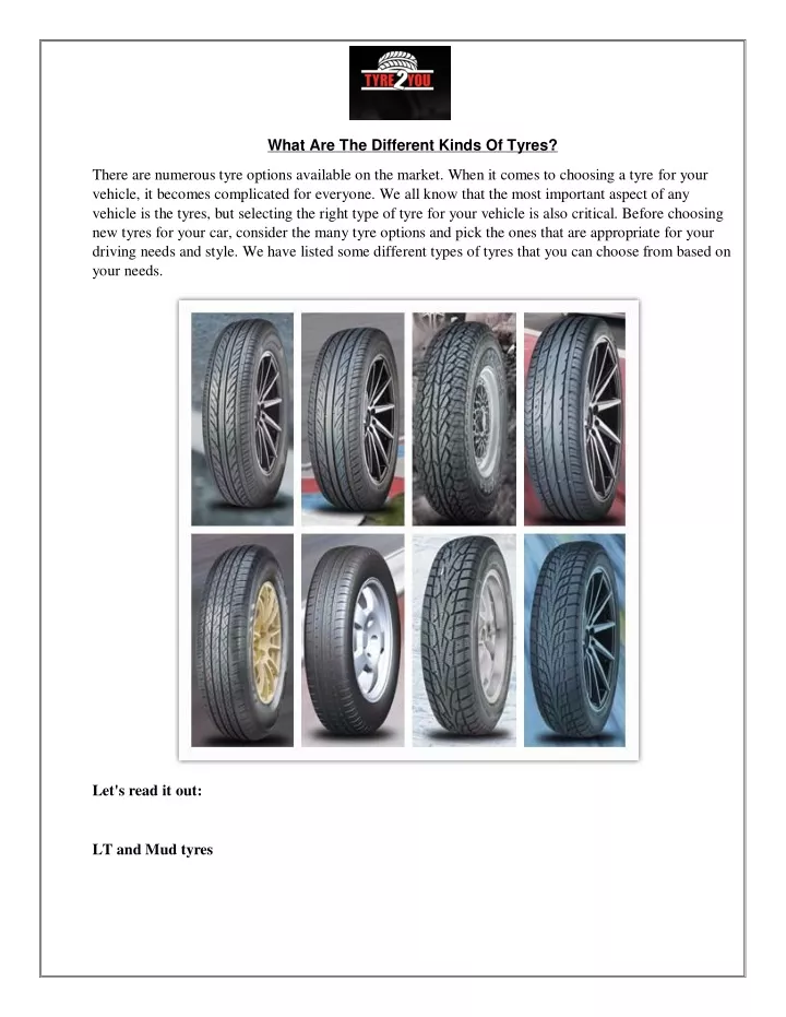 what are the different kinds of tyres