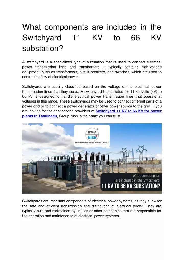 what components are included in the switchyard