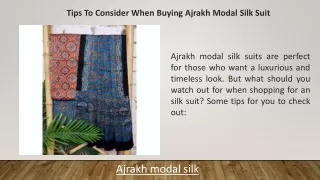tips to consider when buying ajrakh modal silk