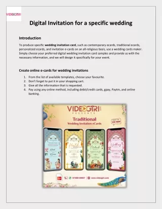 Digital Invitation for a specific wedding