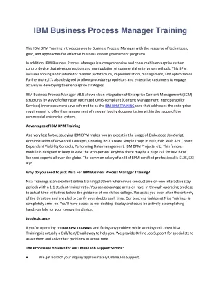 IBM BPM Training  Blog
