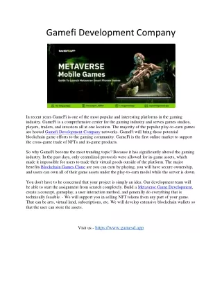 Gamefi Development- Company