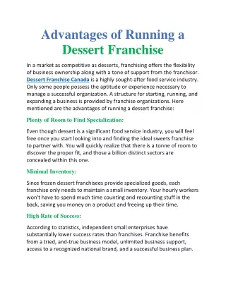 Advantages of running a dessert franchise