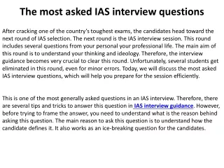 the most asked ias interview questions