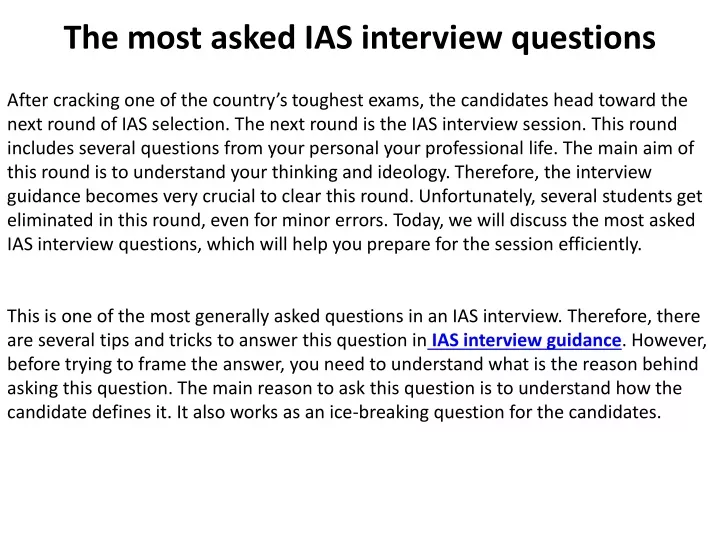 the most asked ias interview questions