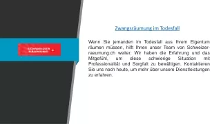 Zwangsräumung im Todesfall | schweizer-raeumung.ch