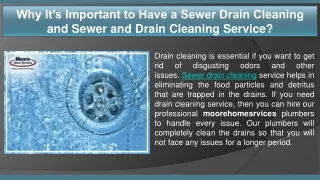 Why It’s Important to Have a Sewer Drain Cleaning and Sewer and Drain Cleaning Service