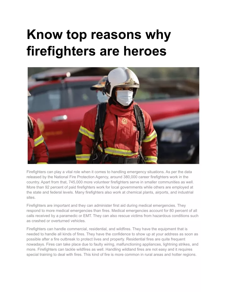 know top reasons why firefighters are heroes