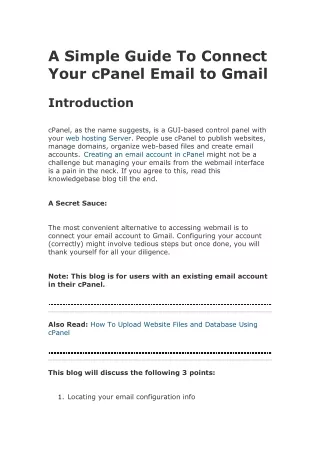 a simple guide to connect your cpanel email