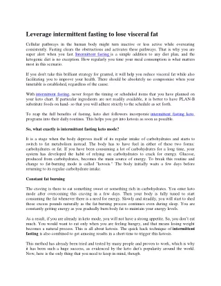 leverage intermittent fasting to lose visceral