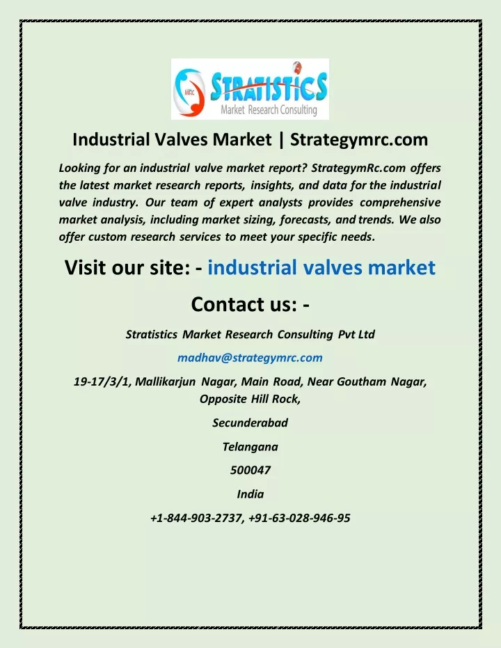 industrial valves market strategymrc com