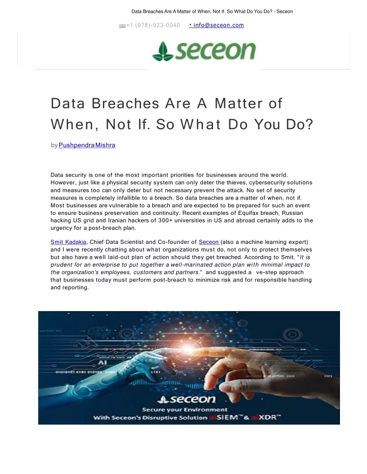 data breaches are a matter of when not if so what