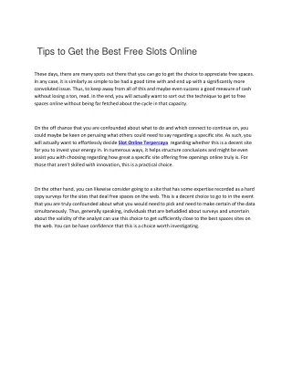 tips to get the best free slots online