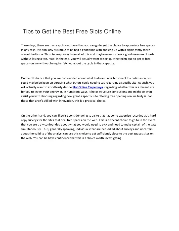 tips to get the best free slots online