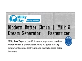 Modern Butter Churn | Milk & Cream Separator | Pasteurizer