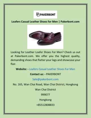 Loafers Casual Leather Shoes for Men  Pakerbont