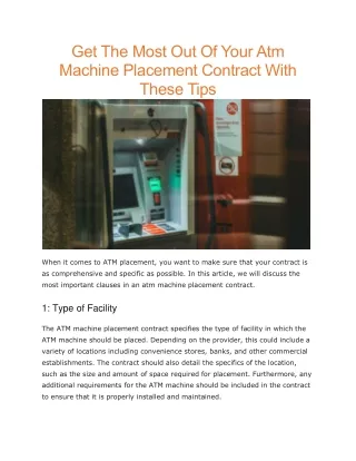 get the most out of your atm machine placement