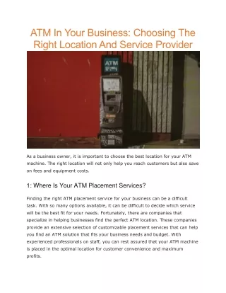 atm in your business choosing the right location