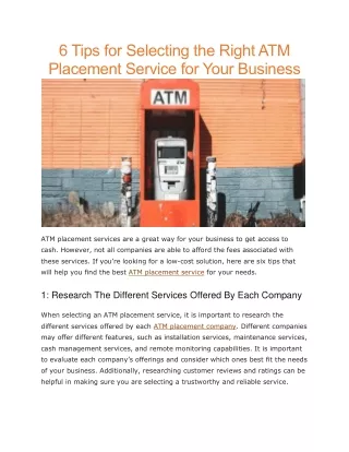 6 tips for selecting the right atm placement