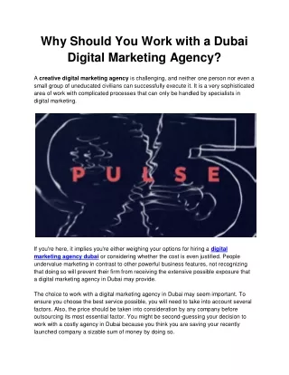 Why Should You Work with a Dubai Digital Marketing Agency
