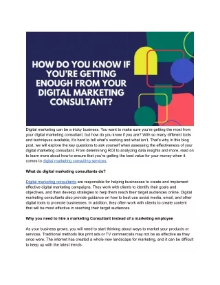 How Do You Know If You’re Getting Enough From Your Digital Marketing Consultant_