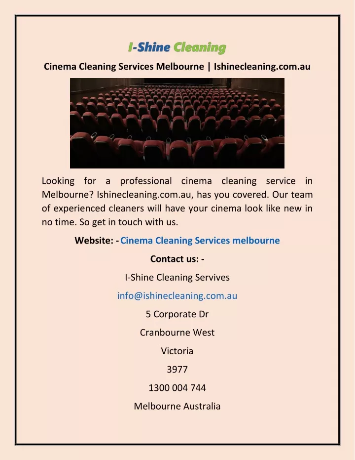 cinema cleaning services melbourne ishinecleaning