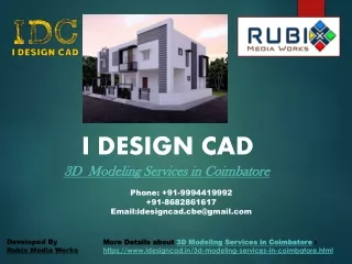 3D Modeling Services in Coimbatore | I Design Cad