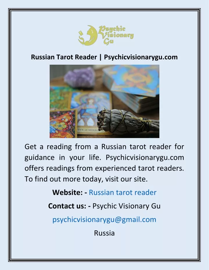 russian tarot reader psychicvisionarygu com