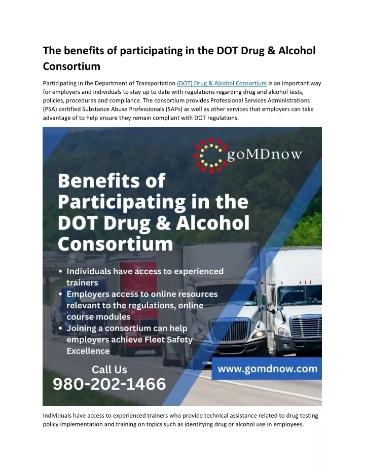 the benefits of participating in the dot drug
