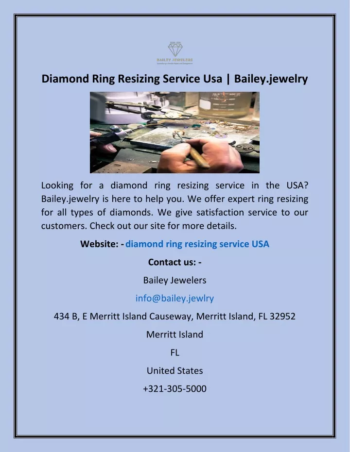 diamond ring resizing service usa bailey jewelry