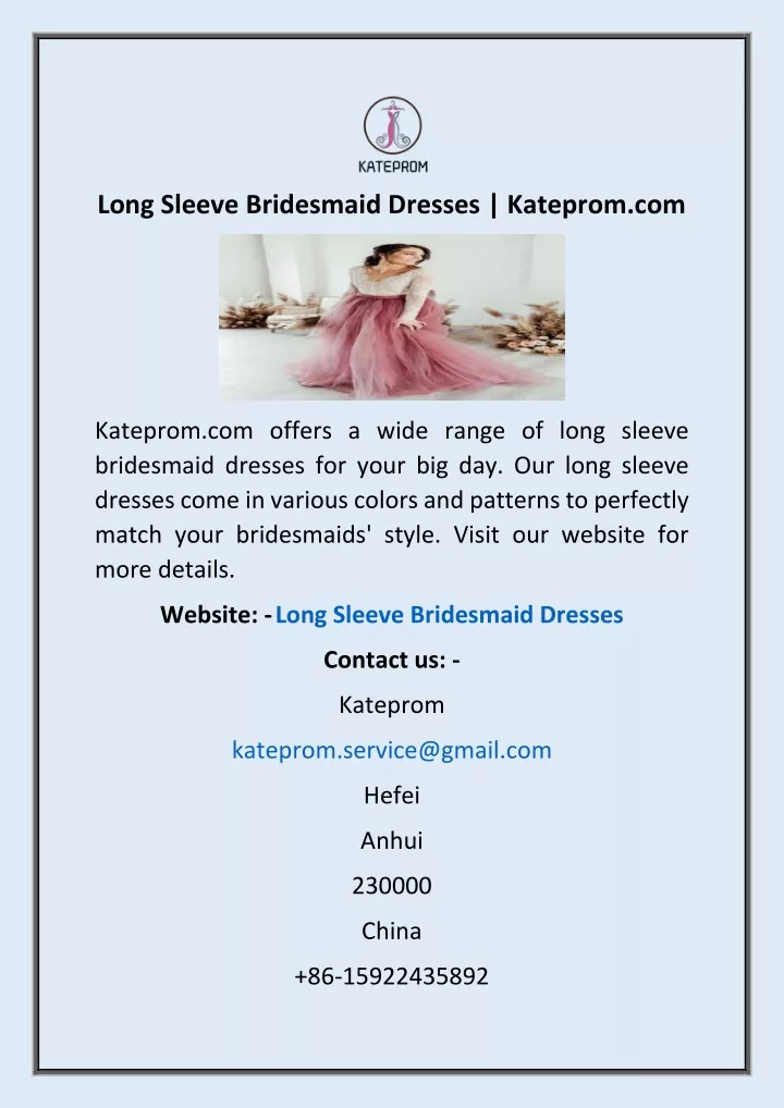 long sleeve bridesmaid dresses kateprom com