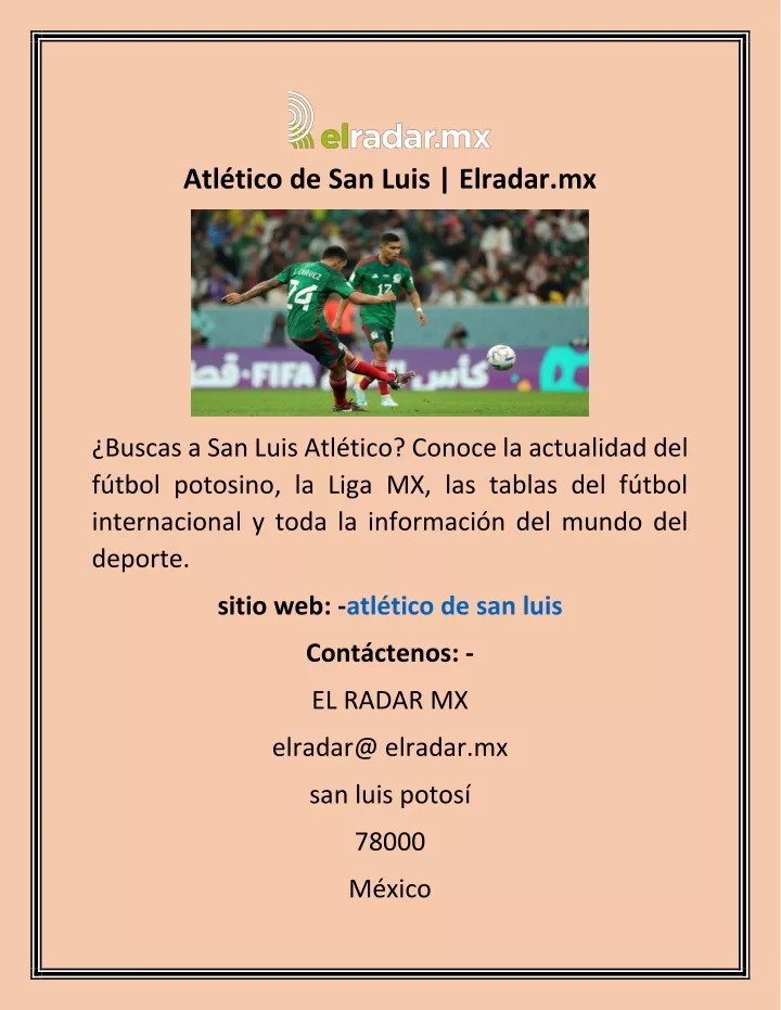 PPT - Atlético De San Luis | Elradar.mx PowerPoint Presentation, Free ...