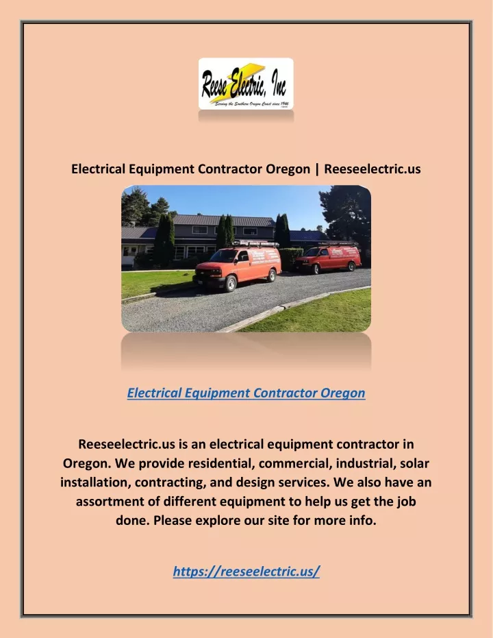 electrical equipment contractor oregon