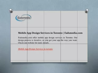 Mobile App Design Services in Toronto  Fadsmedia.com