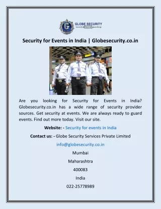 Security for Events in India  Globesecurity.co.in