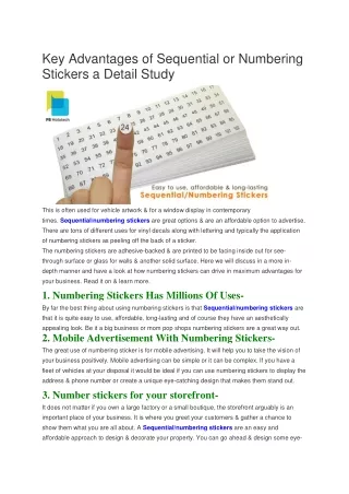 key advantages of sequential or numbering