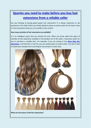 Queries you need to make before you buy hair extensions from a reliable seller