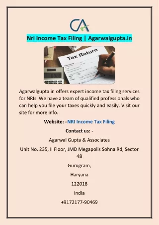 Nri Income Tax Filing | Agarwalgupta.in
