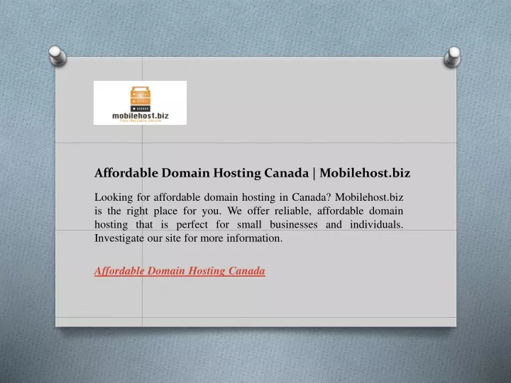 PPT Affordable Domain Hosting Canada Mobilehost biz PowerPoint 