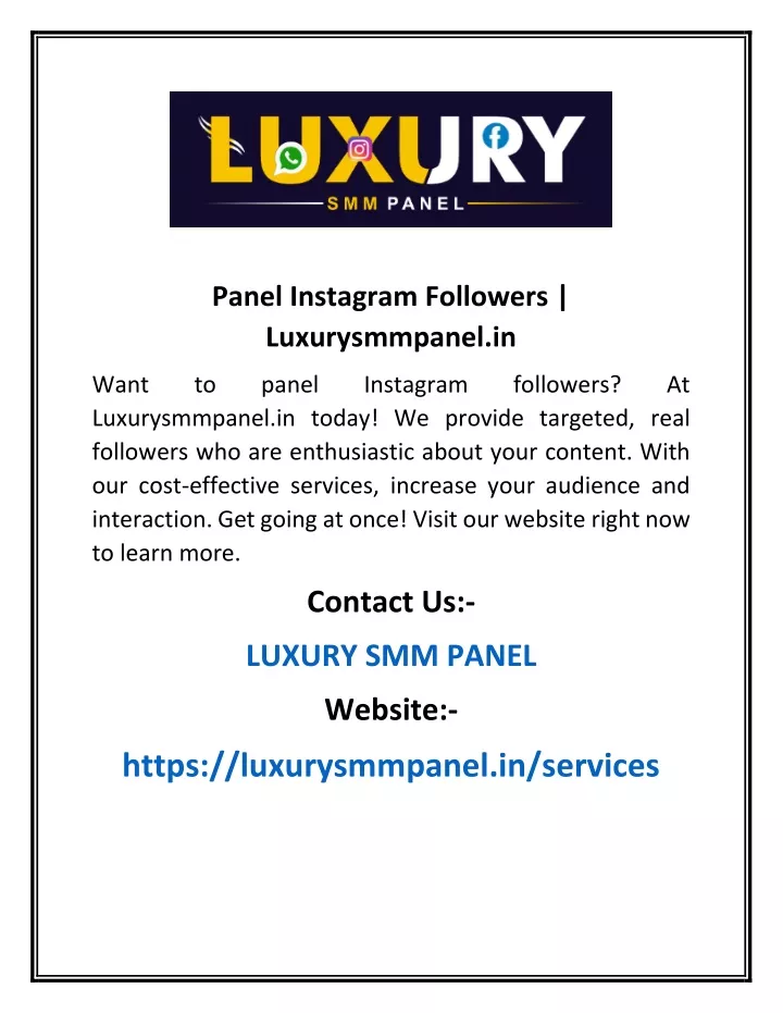 panel instagram followers luxurysmmpanel in
