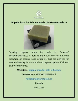 Organic Soap For Sale In Canada  Makwanaturals.ca