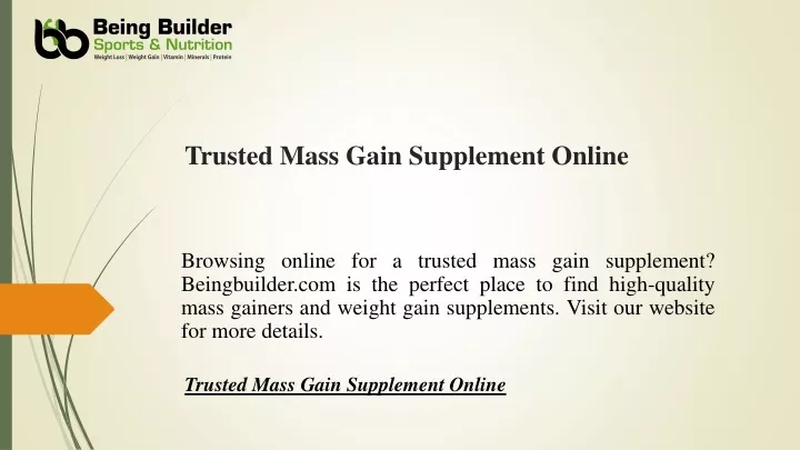 trusted mass gain supplement online