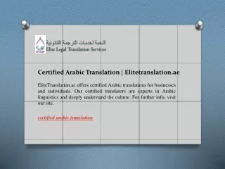 Certified Arabic Translation  Elitetranslation.ae