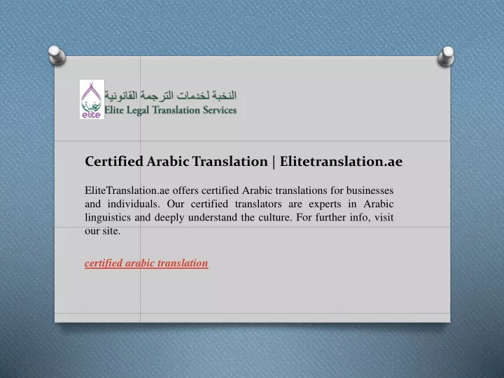 certified arabic translation elitetranslation ae